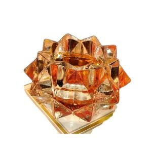 Vtg Avon Diamond Star Burst Glass Votive tealight candleholder 1981 Gem Glow Box